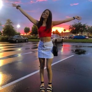 Star button up crop top